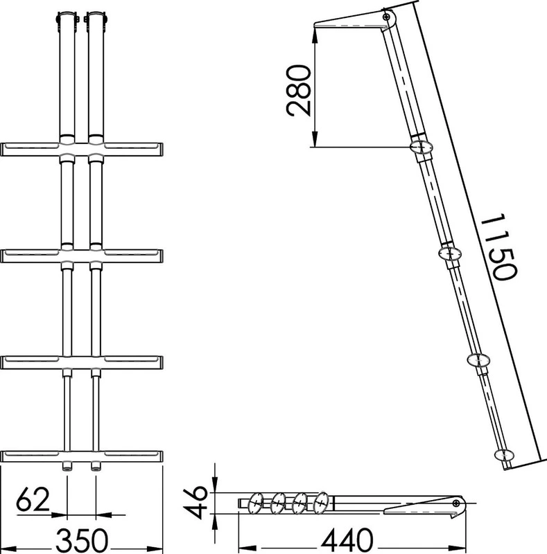Osculati DIVER telescopic ladder 4 steps black