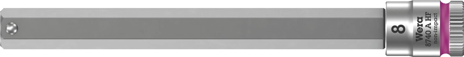 Wera Zyklop 1/4" Hex socket bit w/ holding function - Metric, 8 mm, Brushed
