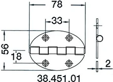 hinge 78x56mm 2mm screws