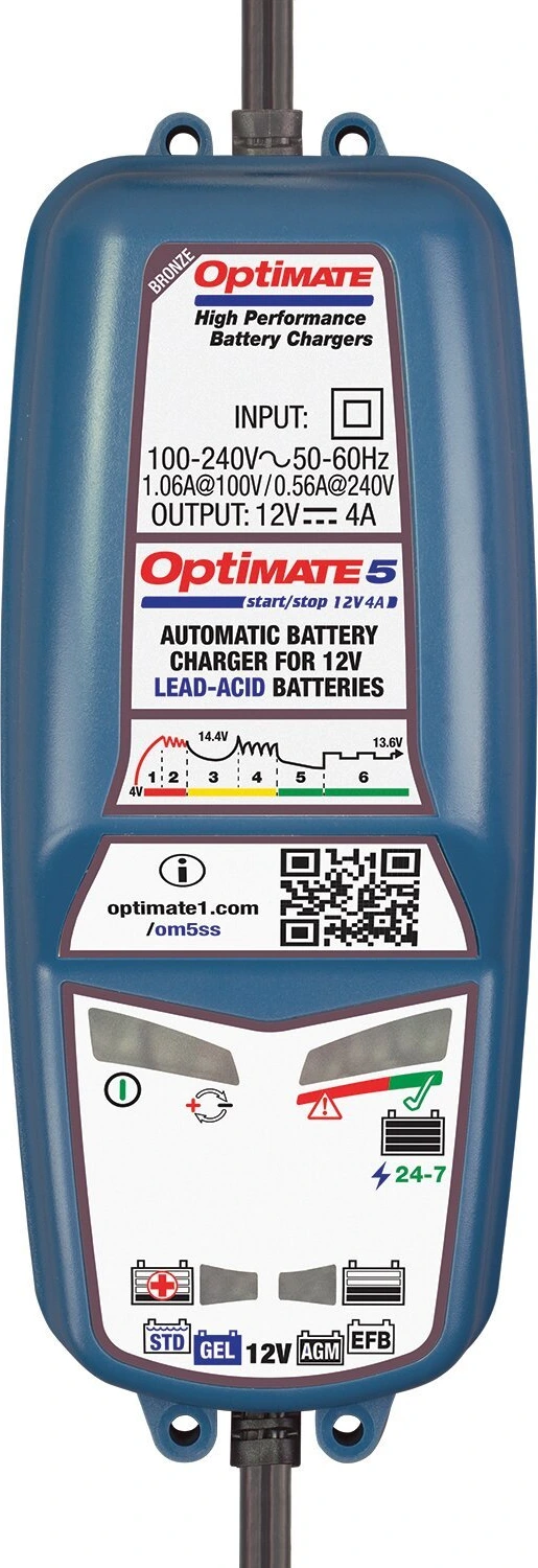 Tecmate OptiMATE 5, 12V Start-Stop & Deep C. battery charger