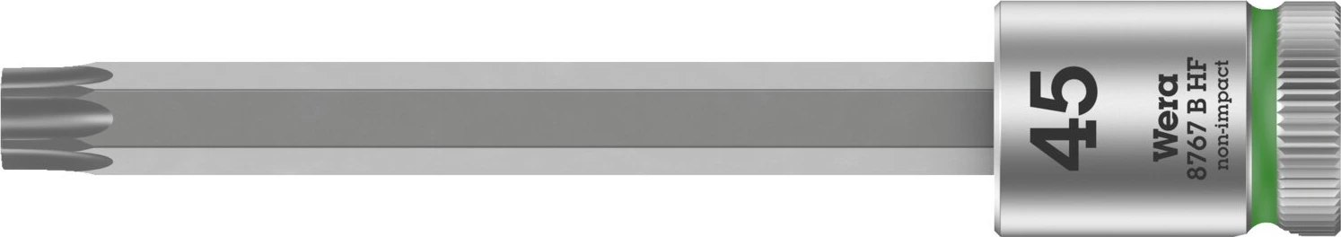 Wera Zyklop 3/8" Torx® socket bit TX45 with holding function, 100 mm, Chrome