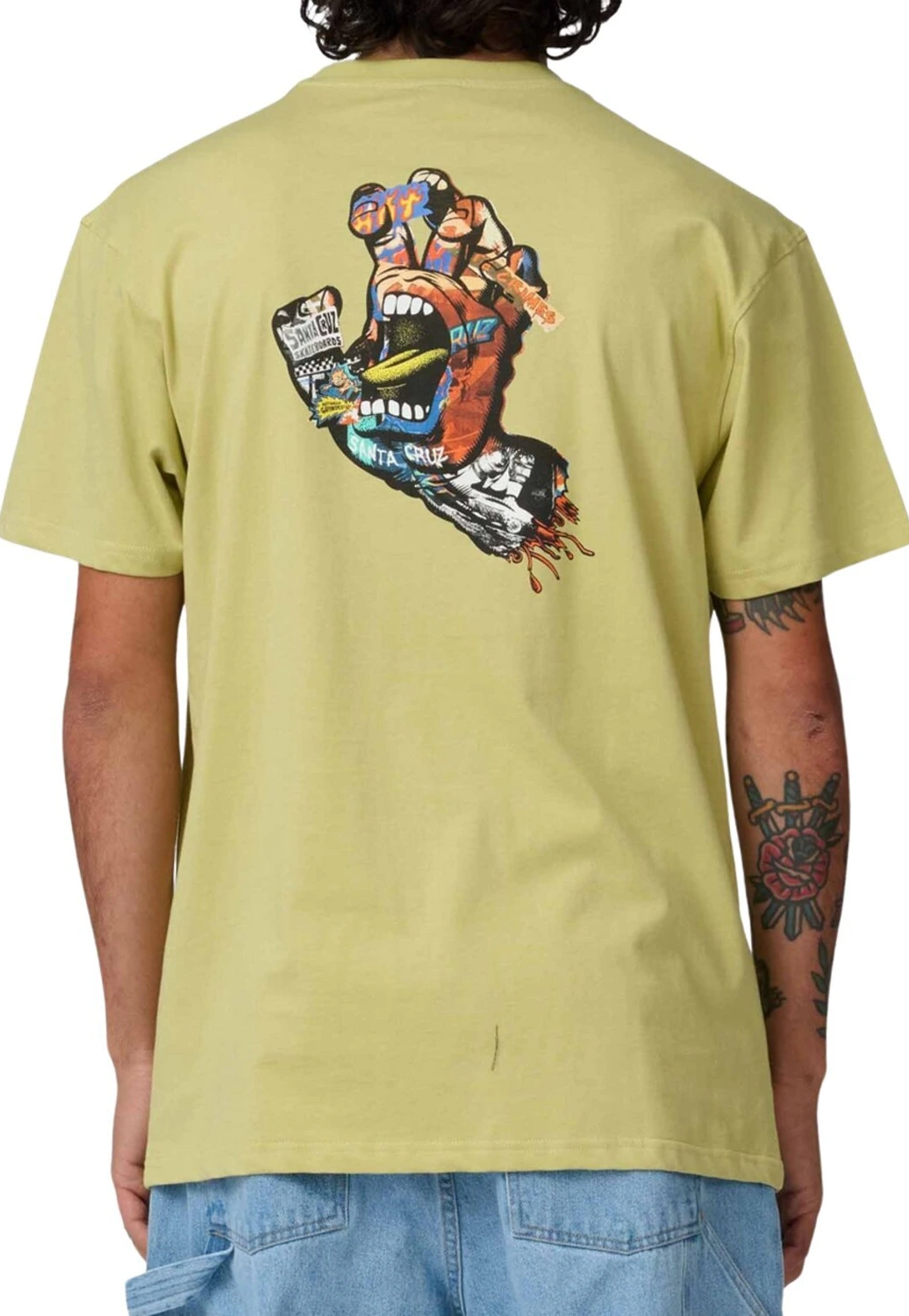 Santa Cruz Collage hand t-shirt faded, Khaki, L