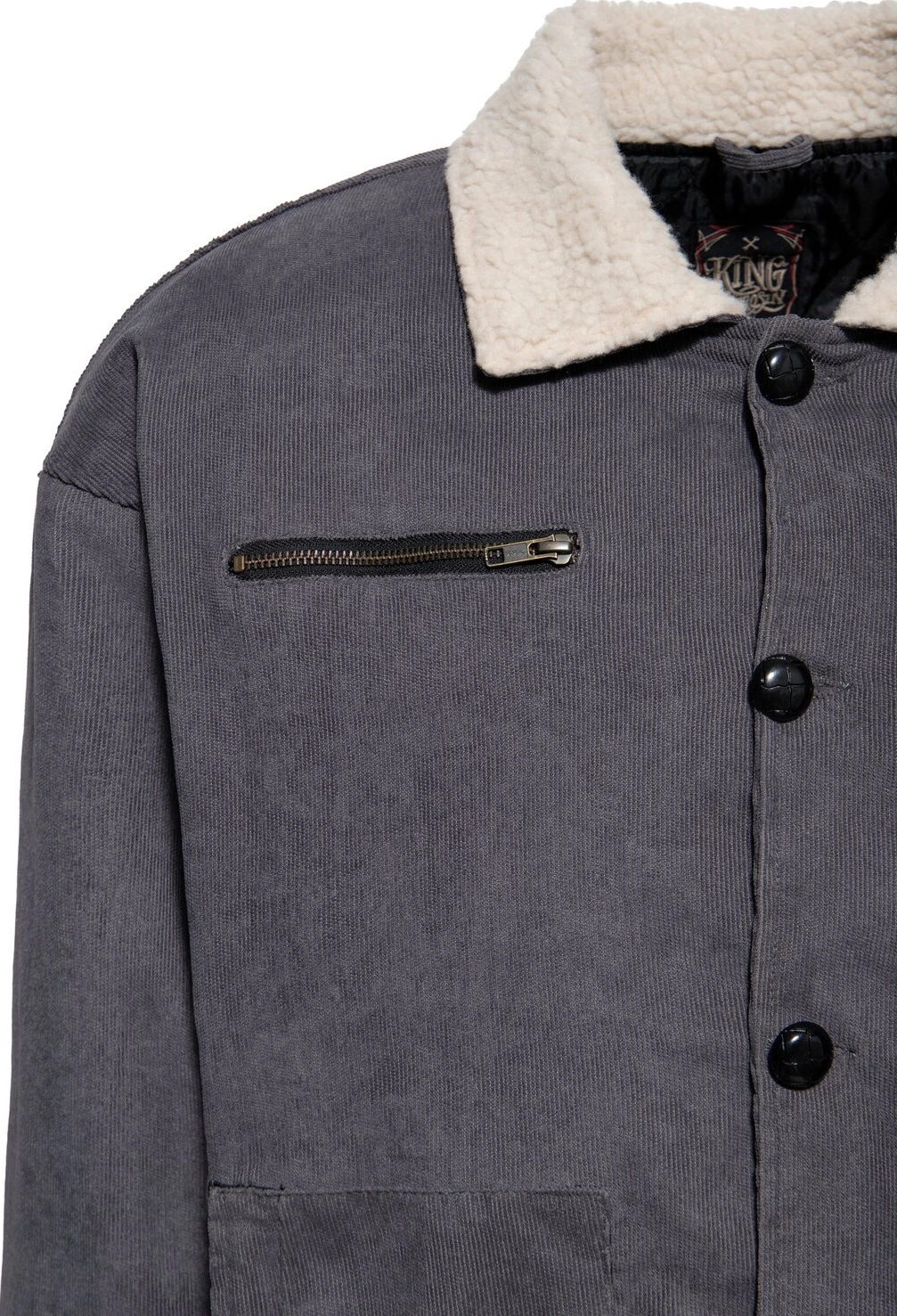 King Kerosin KK corduroy jacket, steel Gray, grey, S