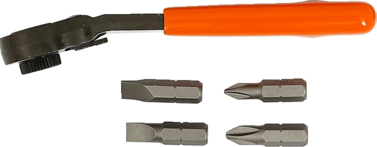 Lang Tools, mini reketinis veržliaraktis su antgaliais. Smulkus dantis, 110 mm