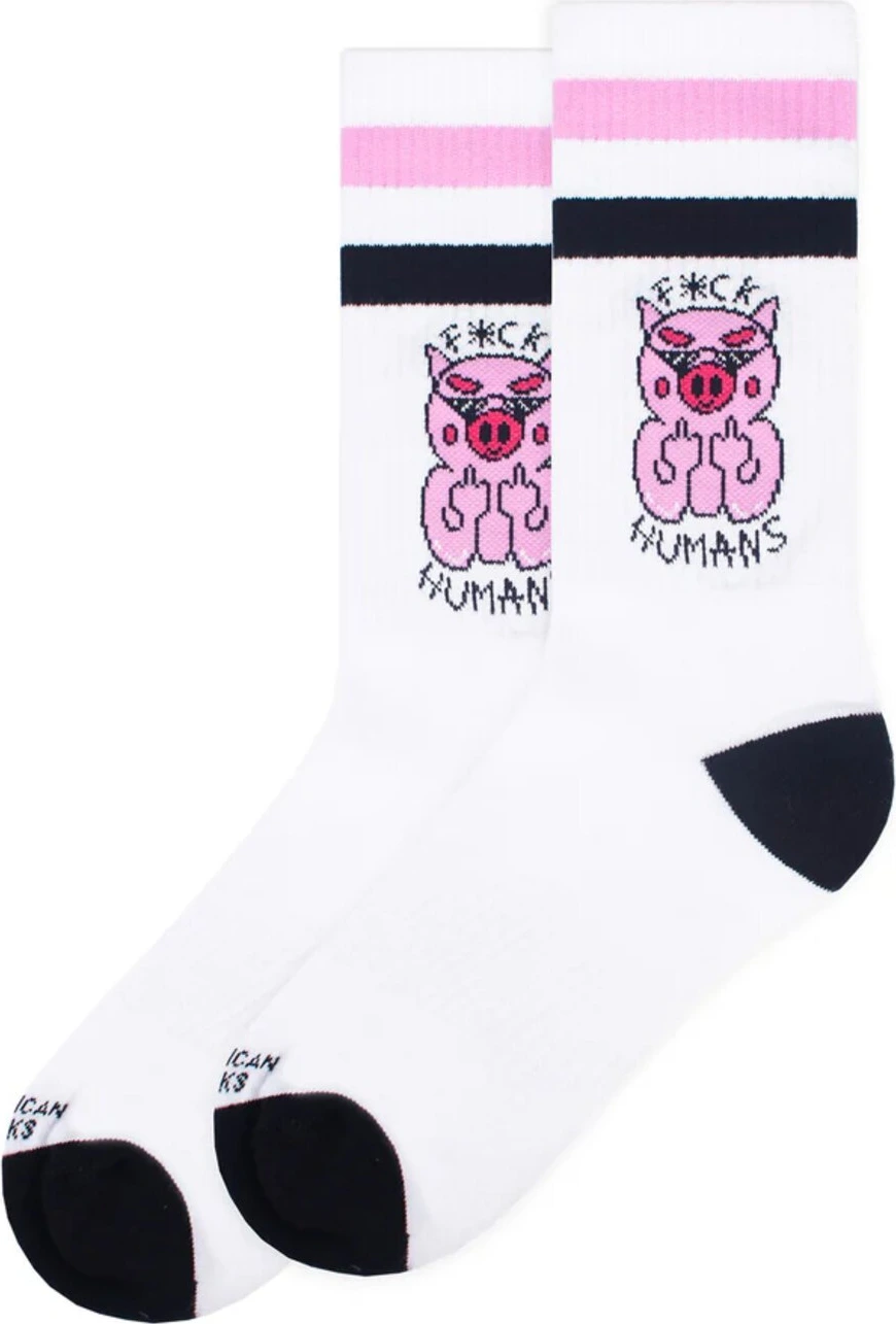 American Socks F*ck Humans Mid High socks, White, One size fits most