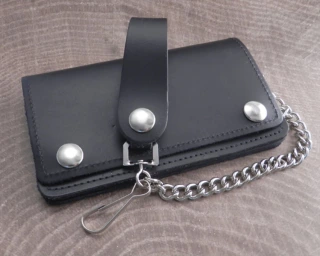 Amigaz Black Leather Biker Chain Wallet