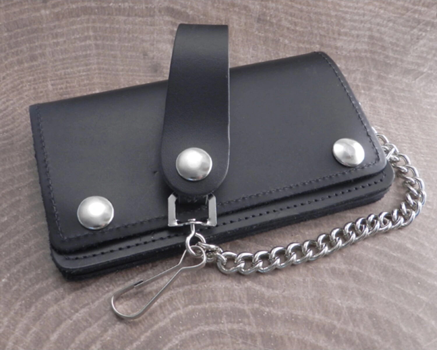 Amigaz Black Leather Biker Chain Wallet