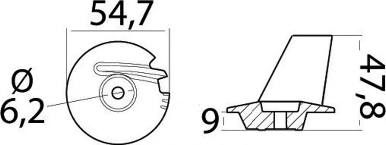 Osculati anode fin Tohatsu 8-20HP 4-Stroke